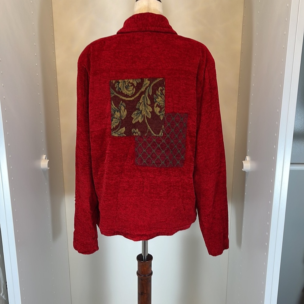 Coldwater Creek Red Patchwork Button Jacket Size … - image 3
